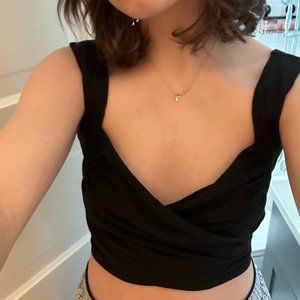 Cross Tie Black Blouse